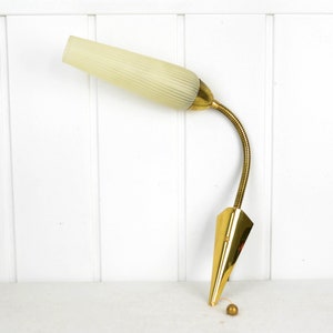 Wall lamp 50s 60s mid century design brass lamp rockabilly bag lamp vintage glass lamp kidney table era swan neck