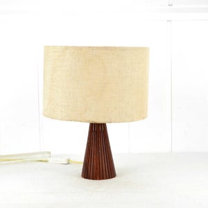 Table lamp 50s 60s teak wood lamp light linen vintage design mid century modern retro