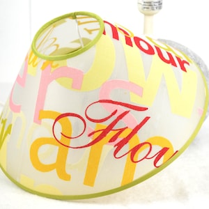 Lampshade for table lamps, letters, words, E27 socket, shade, lamp, table lamp, textile
