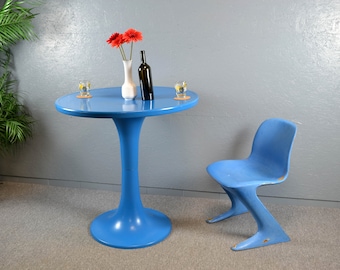 Stehtisch Beistelltisch DDR PUR Möbel 70er Space Age Tisch Coffee Table Modern Bar Retro Pop Art Tulpenfuß Tulpentisch 60er Blau