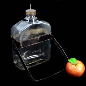Old perfume petroleum gas station around 1910 1920 Eau de Cologne pharmacy drugstore perfumery pressed glass with dispenser cap vintage design