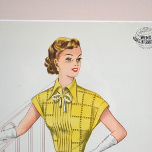 Image des années 50 WEMO mode vêtements modernes de la femme nouvellement encadrés avec style passe-partout milieu du siècle vintage design mural Brocante années 60