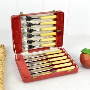 Fish cutlery cutlery set Wostenholm Sheffield 12 pcs. Celluloid handle design cutlery 1900 1910 ivory white knife fish knife fork