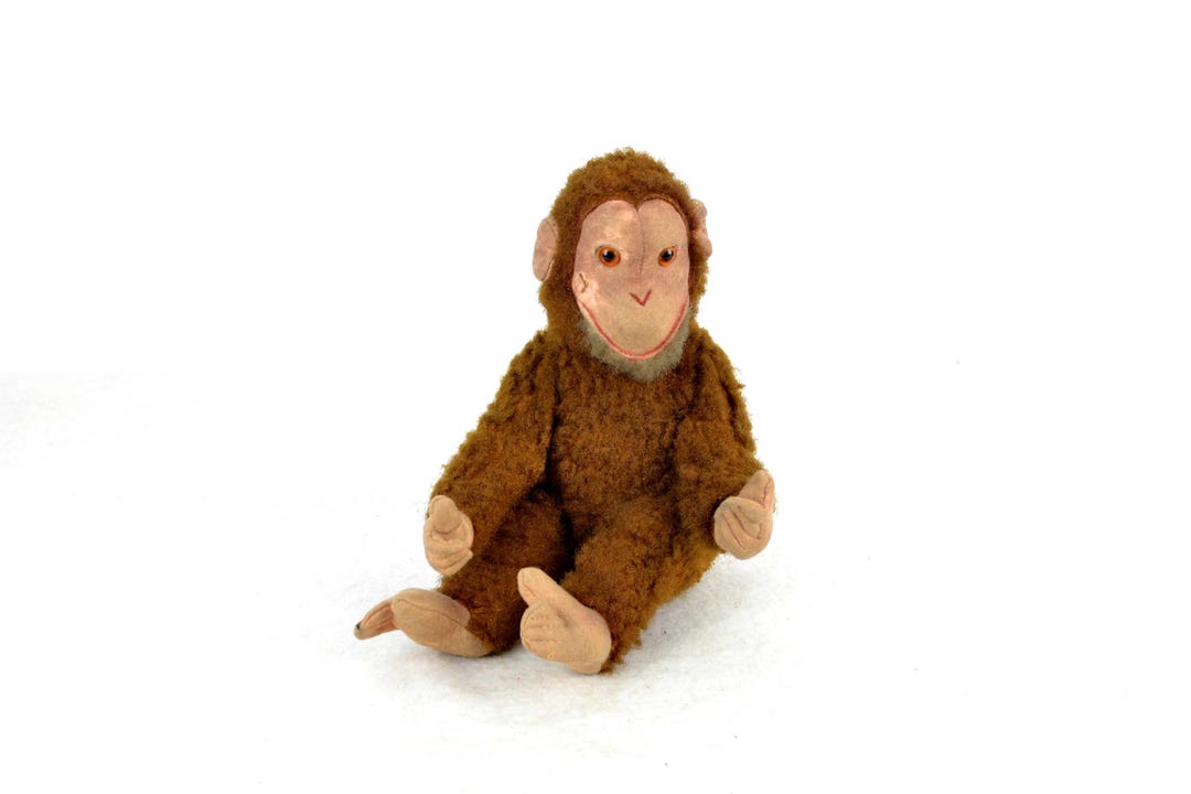 Singe Jouet Vintage - 1950-60 - Peluche Rembourrée Paille Articulée - France