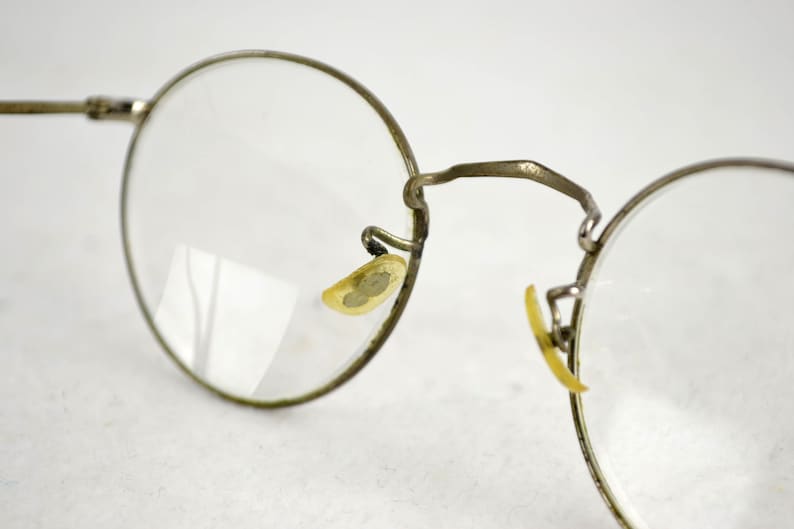 Hard nickel glasses with case Nickel nickel glasses 20s 30s Art Deco wire frame antique round oval image 10