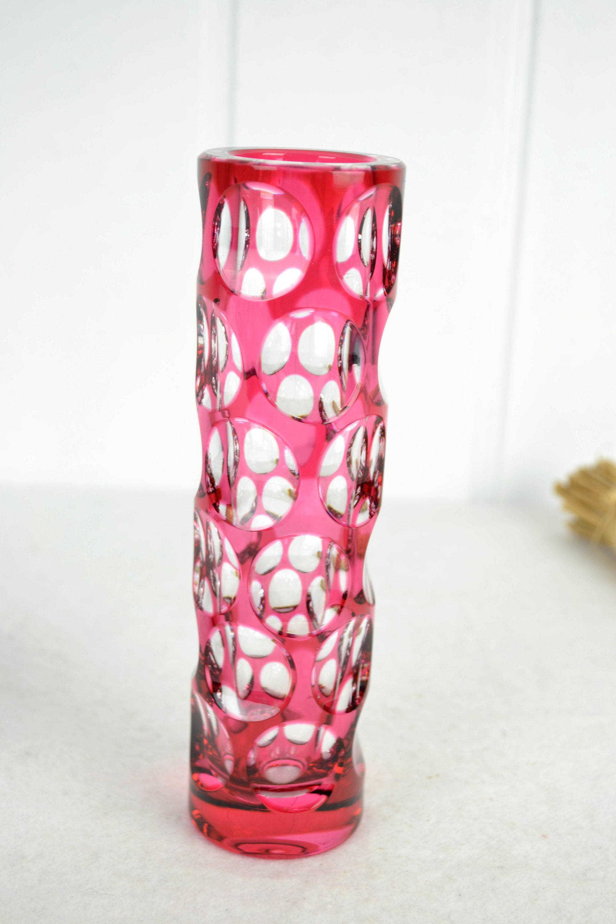 ナハトマンガラス花瓶、オーバーレイガラス、鉛クリスタル花瓶、1960