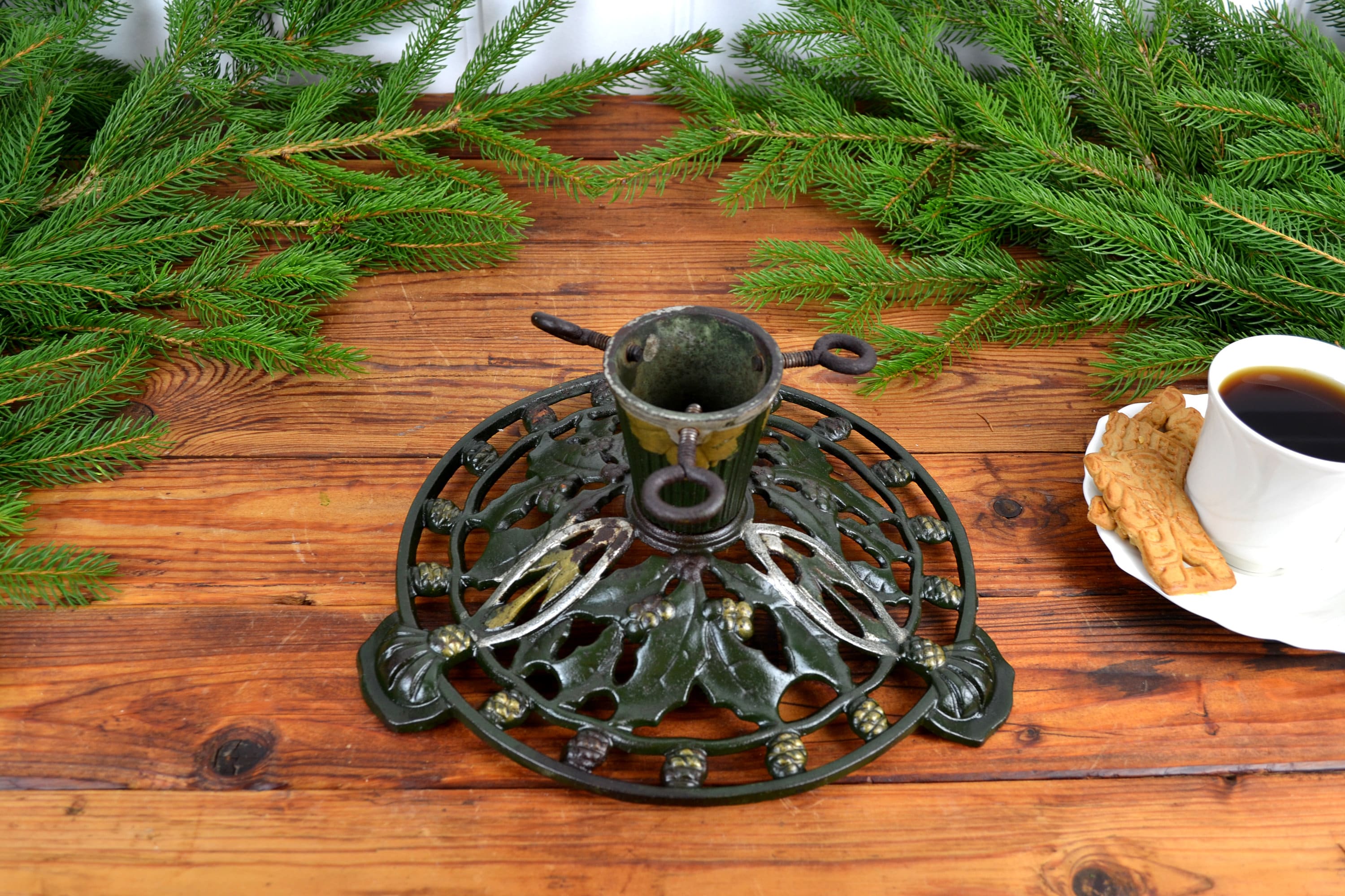 クリスマスツリースタンド、鋳鉄製、シャビーシック、クリスマス、30