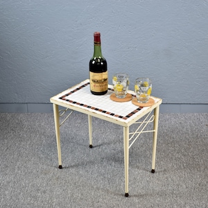 Glass mosaic flower bench 50s 60s mid century design side table flowers Rockabilly vintage flower table flower stool Furniture Brocante