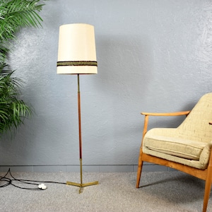 mid century floor lamp 60s 70s tripod brass teak floor lamp design light lamp vintage