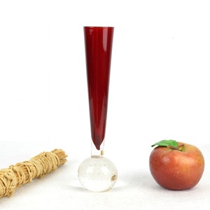 Orchid vase glass vase red cased glass 60s 70s mouth-blown glass air bubbles mid century brocante orchids