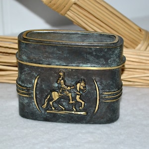 Scatola per sigarette Jan Wellem Max Purrmann K.G. Portasigarette in bronzo di Düsseldorf Portasigarette dal design vintage, souvenir