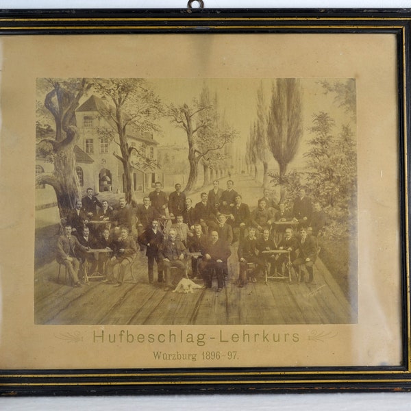 Fotografie Würzburg Hufbeschlag Lehrkurs 1896 1897 Vintage Design Foto Grafik Bild Picture Art Brocante Zeichnung Federzeichnung