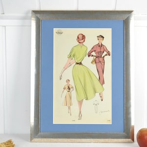 Image des années 50 WEMO mode vêtements modernes de la femme nouvellement encadrés avec style passe-partout milieu du siècle vintage design mural Brocante années 60