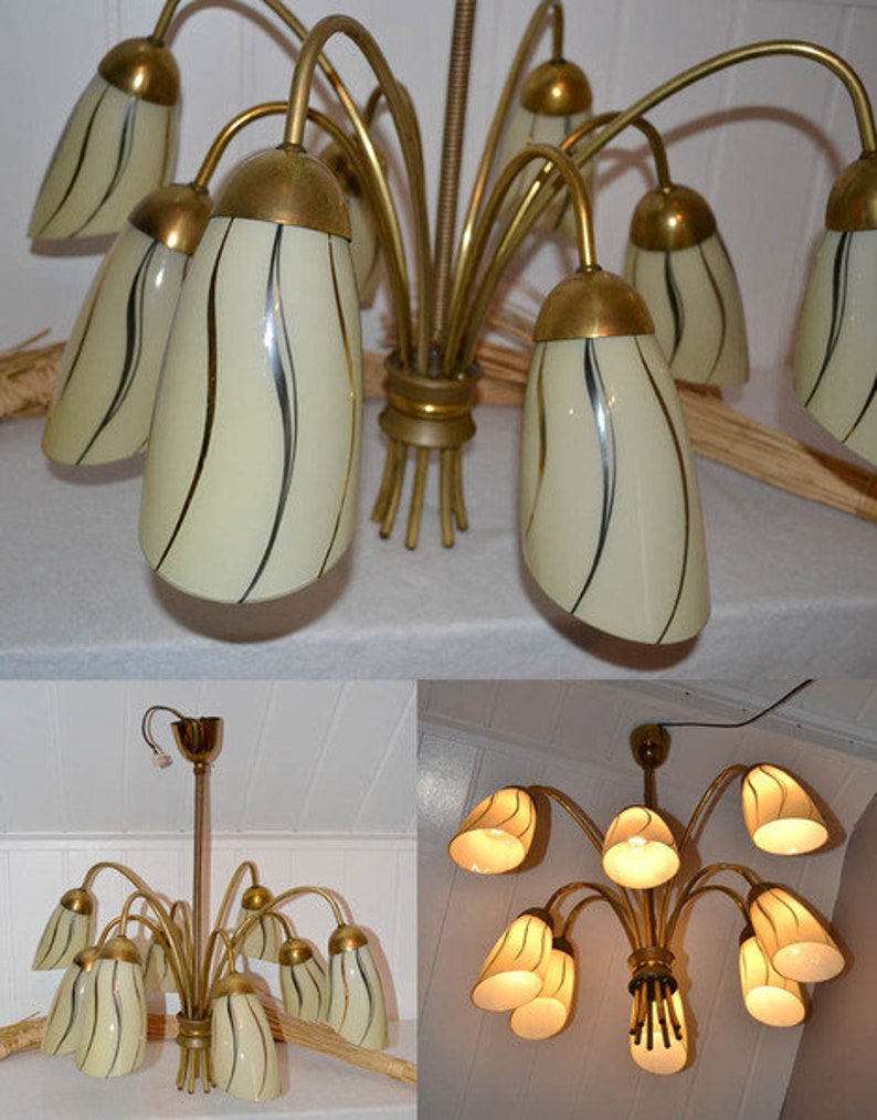XXL Tütenlampe 50er 60er Design Leuchte mid century Rockabilly Deckenlampe Lampe ceiling lamp Lights german chandelier Sputnik Space Vintage Bild 3
