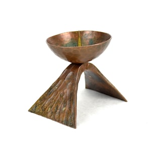 Copper candlestick Art Deco hammered candles vintage design candlestick chandelier brutalist Bauhaus
