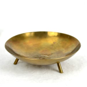 seltene Messing Schale mit Herstellermarke Signatur 30er Kunstschmiede Bauhaus Ablage Messing getrieben Hammerschlag