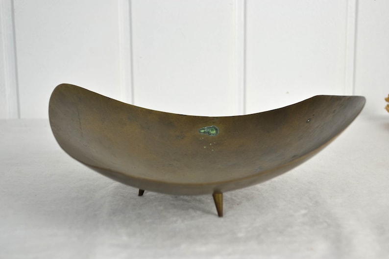 Kidney bowl brass bowl 50s 60s bowl mid century rockabilly kidney table era decoration retro metal brass Danish image 7