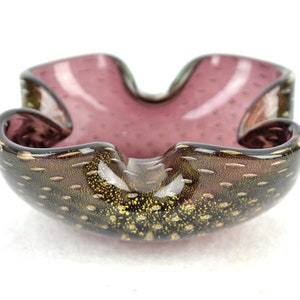 Barovier & Toso bowl ashtray Murano glass gold leaf cased glass crystal glass glass bowl Italy mouth-blown gold