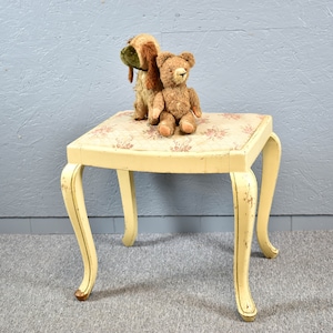 Vintage stool 30s wood shabby country house Brocante mid century design chair bench