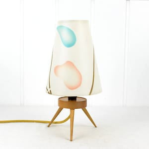 Tripod table lamp 50s 60s lamp light vintage design mid century wood brocante light table lamp
