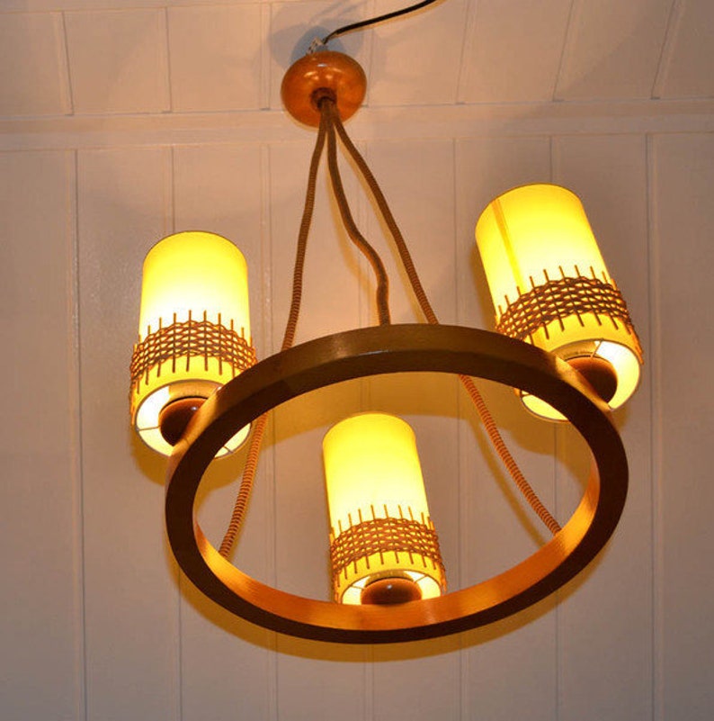 Design Deckenlampe 50er 60er Rockabilly mid century Lampe Leuchte ceiling lamp Lights german chandelier Vintage danish nostalgie rustaikal Bild 1