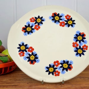 Kwiatowy talerz na ciasto talerz na ciasto talerz do pizzy taca ceramiczna ciasto ciasto ciasto talerz taca projekt połowy wieku 60. 70. ceramika