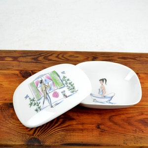 Soap dish lidded box Rosenthal Studio Line Raymond Peynet 50s mid century bonboniere box bowl