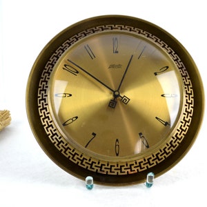 Atlanta Electric wall clock 60s clock mid century brass Kienzle clockwork Brocante Vintage Design Retro