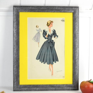 Image des années 50 WEMO mode vêtements modernes de la femme nouvellement encadrés avec style passe-partout milieu du siècle vintage design mural Brocante années 60
