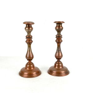 2 copper candlesticks design candlestick pair of candles vintage candlestick 30s Art Deco decoration decoration