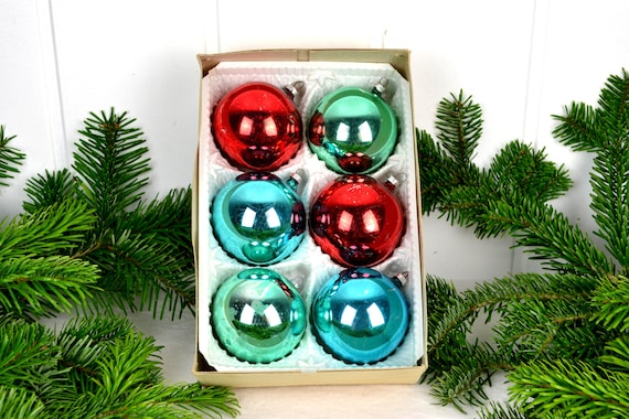 Inge Glas Christbaumschmuck 6 Kugeln Bunt Kugeln Christbaumkugeln Weihnachtsbaum Weihnachtskugeln Christmas Christbaum shabby Silber Xmas