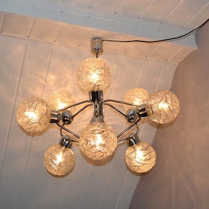 Atomic Design Lamp Sputnik Lamp Space Age Ceiling Lamp Chrome Glass Vintage 60s 70s Lights Modern Bubble Chandelier