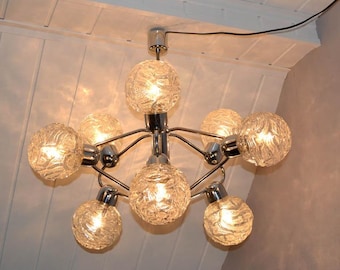 Atomic Design Leuchte Sputnik Lampe Space Age Deckenlampe ceiling lamp Chrom Glas glass Vintage 60er 70er Lights Modern Bubble chandelier