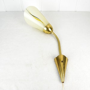 Wall lamp 50s 60s mid century design brass light rockabilly bag lamp vintage glass lamp kidney table era gooseneck