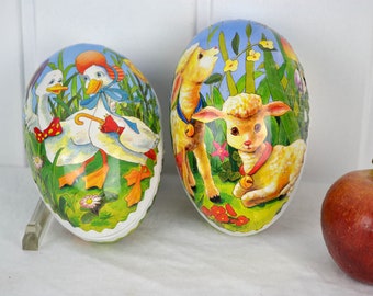 2 Easter Eggs Sweets Egg Box Easter Candy Container DDR Easter Sheep Duck Children Lamb Gift Easter Filled Eggs Brocante Nostalgia Retro