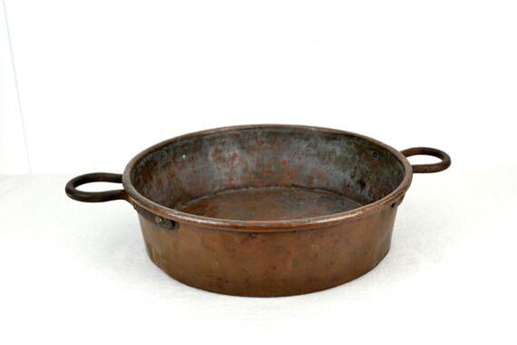 Vintage 1800's Solid Copper Handwrought Divided Pan Cookware 