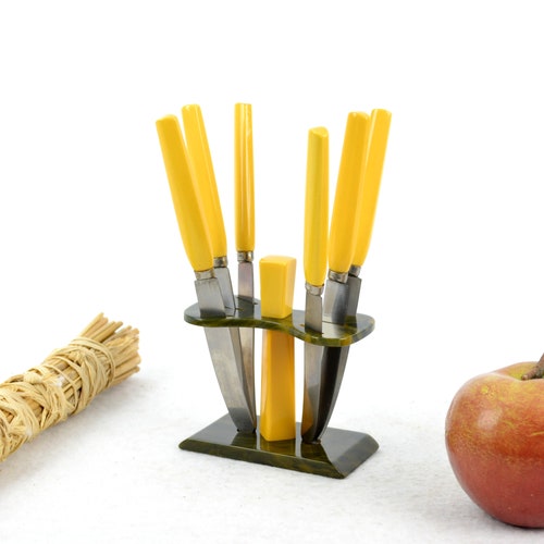 Catalin Fruit Knife Set Solingen 30 Amber Honey Colors shops Art Deco Knife Stainless Vintage Katalin