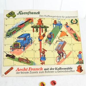 Kornfranck Spiel 30er Werbemittel Franck Auf und Abspiel Kaffee Kaffeemühle Deutsch Kinder Brettspiel Kinderspiel
