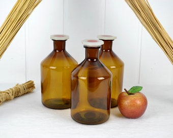 Old apothecary bottle, 1 liter, brown glass bottle, pharmacy/laboratory bottle, storage, vintage container, glass bottle, decorative, nostalgic