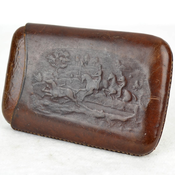 Portable Vintage Horse Leather Travel Cigarette case Cigar wallet