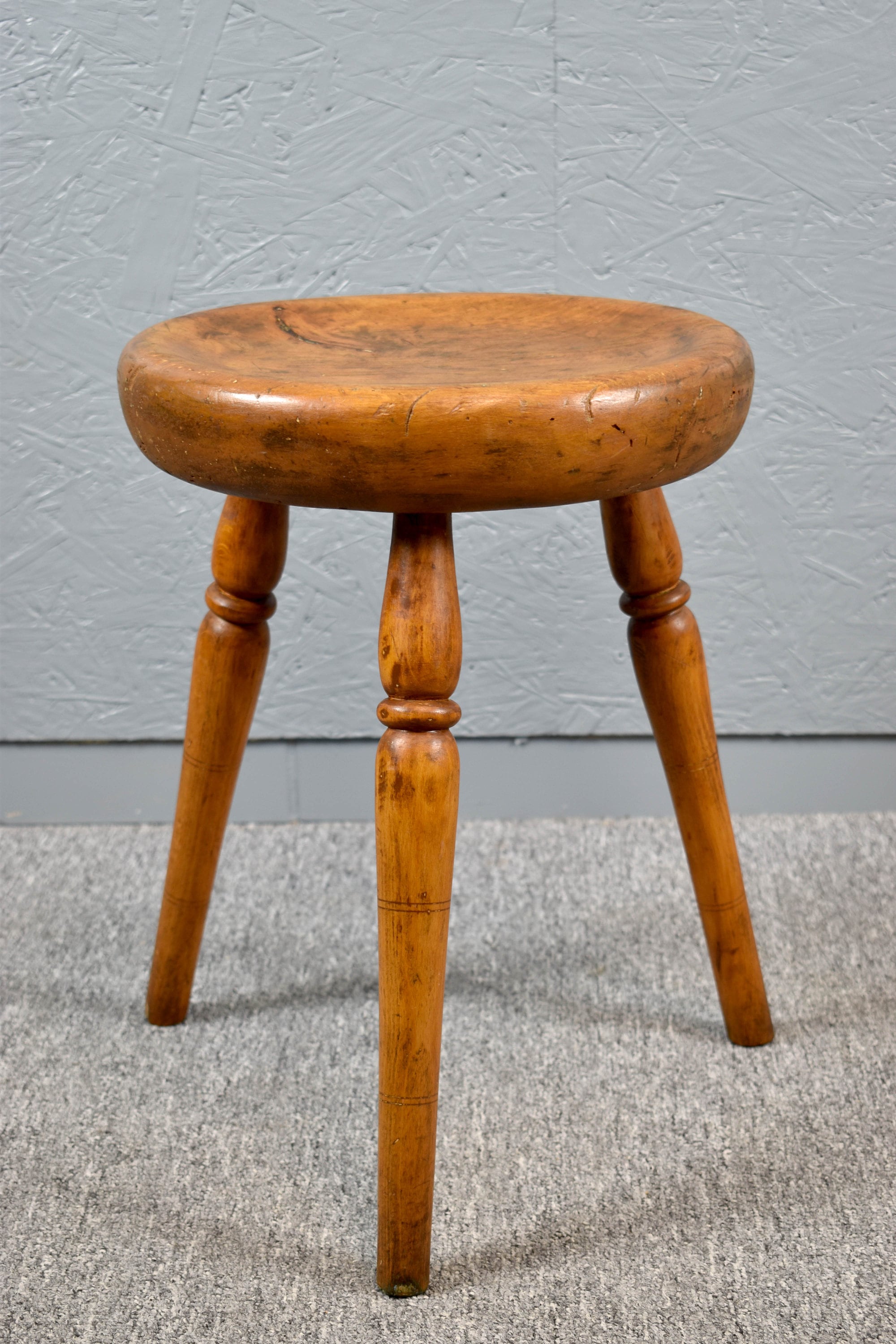 Antique Wooden Stool With Spool Feet Around 1880 1900 Design