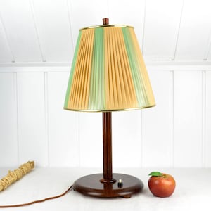 Dekaco pleated table lamp 30s 50s mid century vintage design wooden lamp lamp retro light wood brocante table lamp