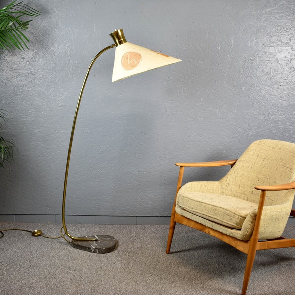 rare lampadaire du milieu du siècle années 50 60 lampadaire pied en marbre lampe design vintage
