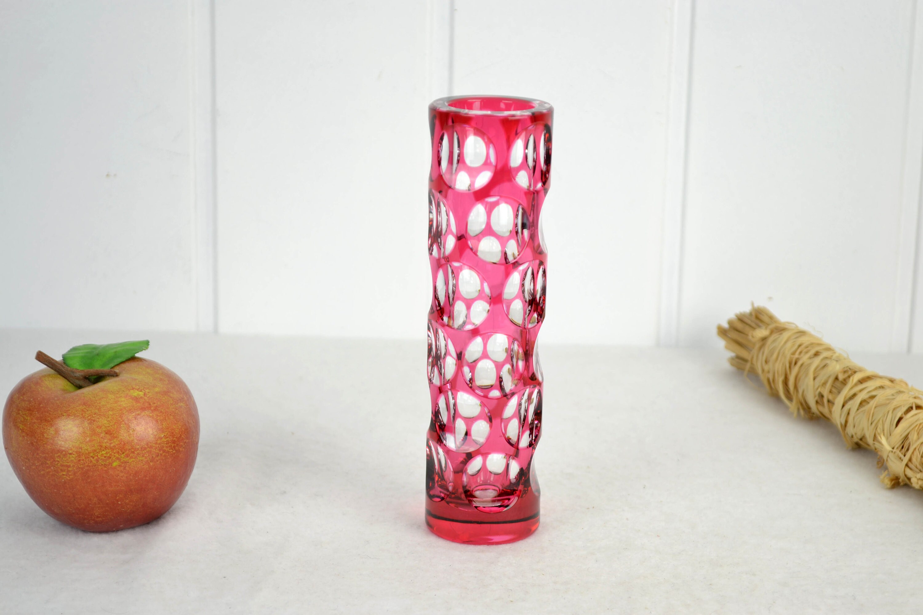 ナハトマンガラス花瓶、オーバーレイガラス、鉛クリスタル花瓶、1960