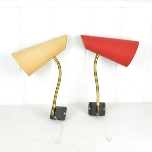 2 wall lamps 50s 60s with bending arm mid century design wall lights light rockabilly bag lamp vintage lamp kidney table era