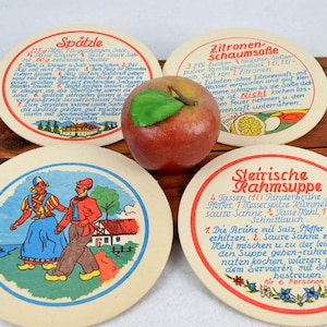 Posavasos jarra posavasos cartón RDA con recetas diseño vintage cafeteras casa de campo decoración mediados siglo mural 50s 60s