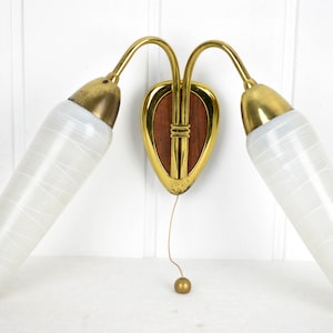 Wall lamp 50s 60s mid century design brass lamp rockabilly bag lamp vintage glass lamp kidney table era