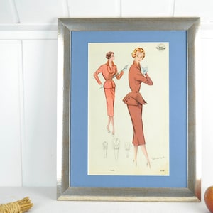 Image des années 50 WEMO mode vêtements modernes de la femme nouvellement encadrés avec style passe-partout milieu du siècle vintage design mural Brocante années 60