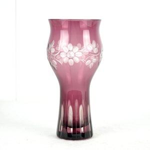 Glass vase by Marlies Ameling DDR VEB Harzkristall Derenburg cut 60s 70s art glass glass vase flower vase vintage design flashed glass