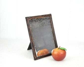 Small table mirror wall mirror 19th century with blind spots stains cracks mirror antique wooden frame vintage design nostalgia rustic